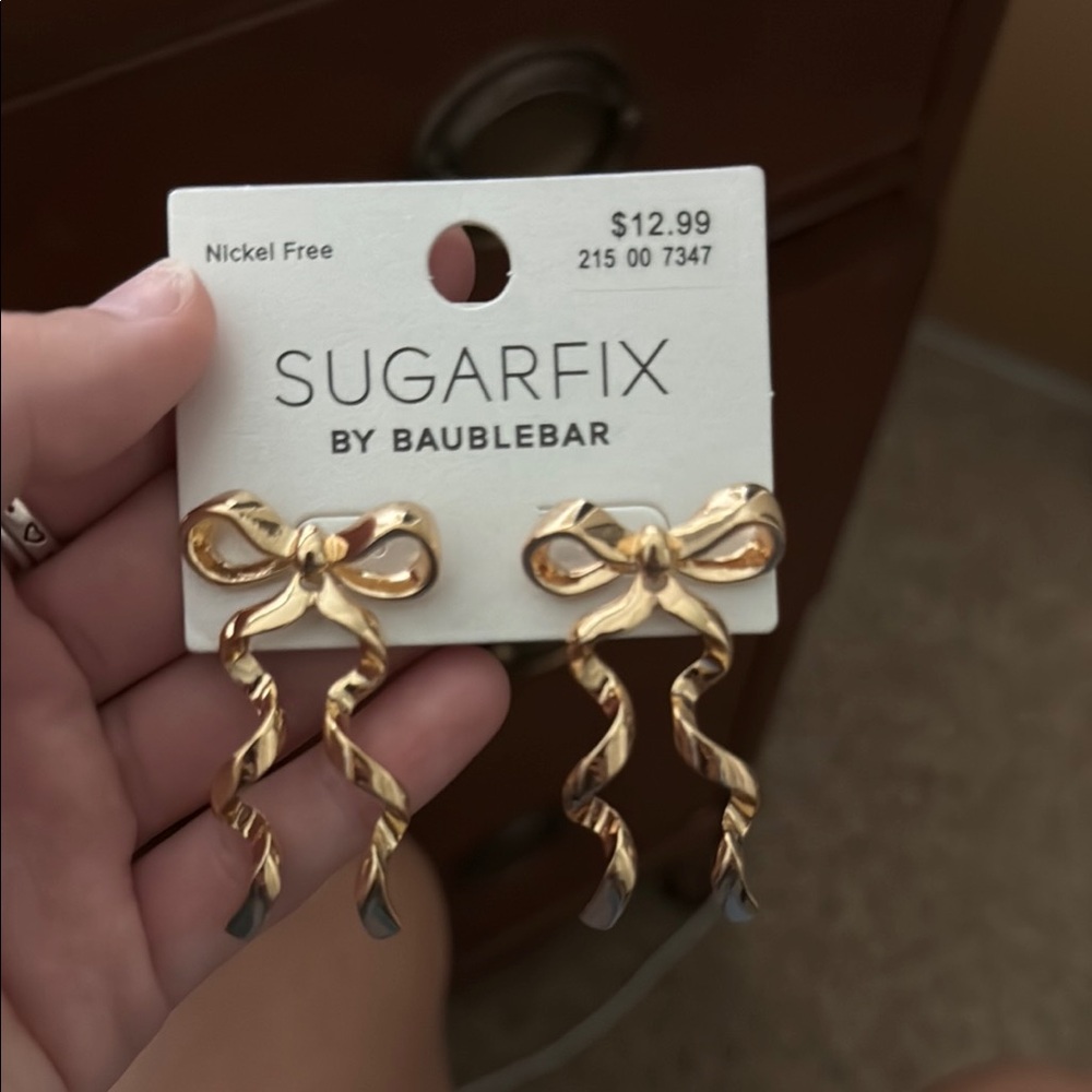 BaubleBar Gold Bow Tassel Earrings